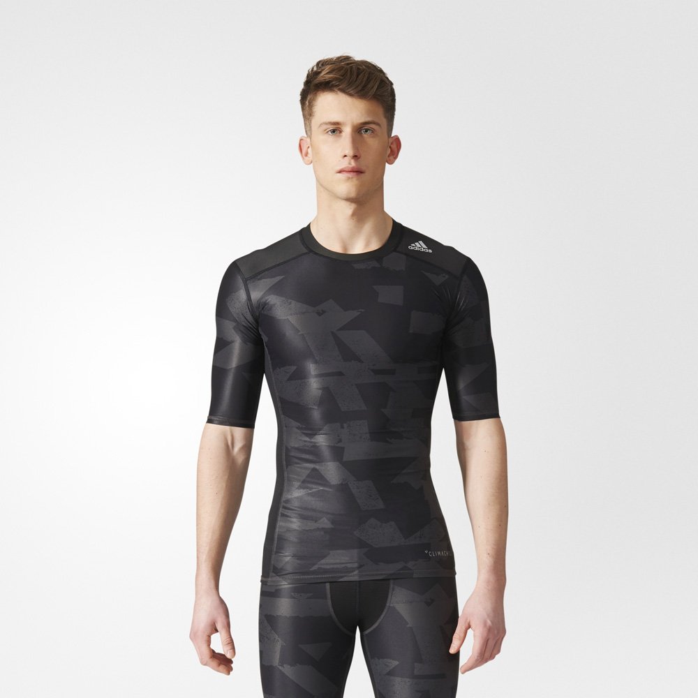 adidas techfit chill print tee m szaro-czarna adidas techfit chill print tee m szaro-czarna