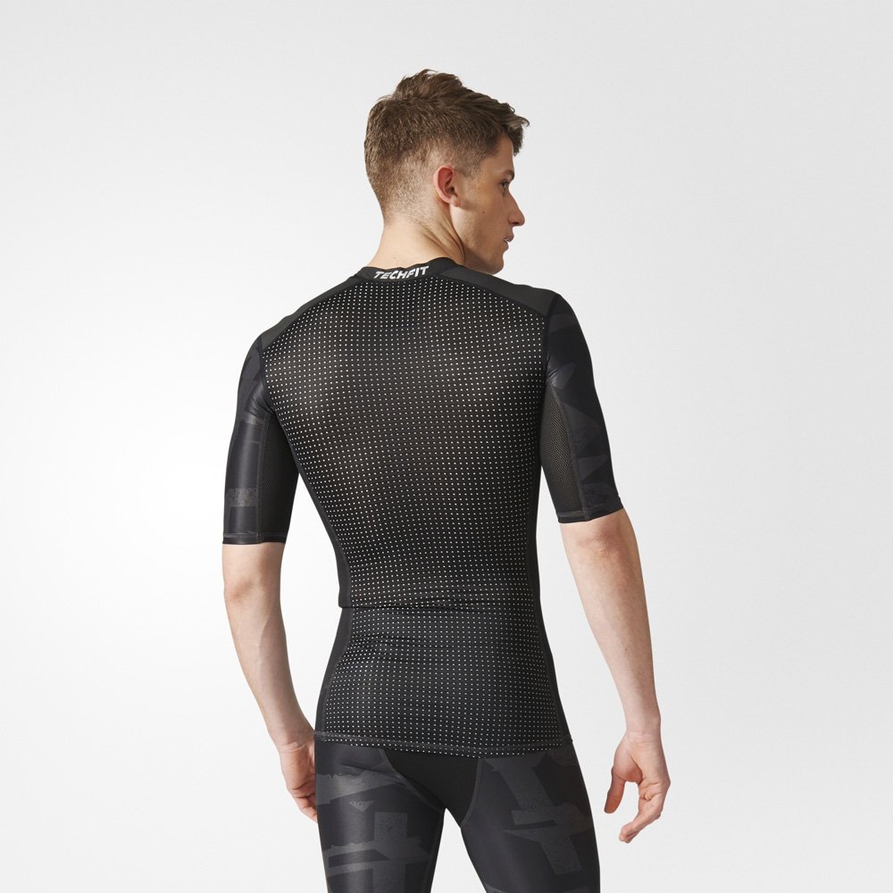 adidas techfit chill print tee m szaro-czarna adidas techfit chill print tee m szaro-czarna