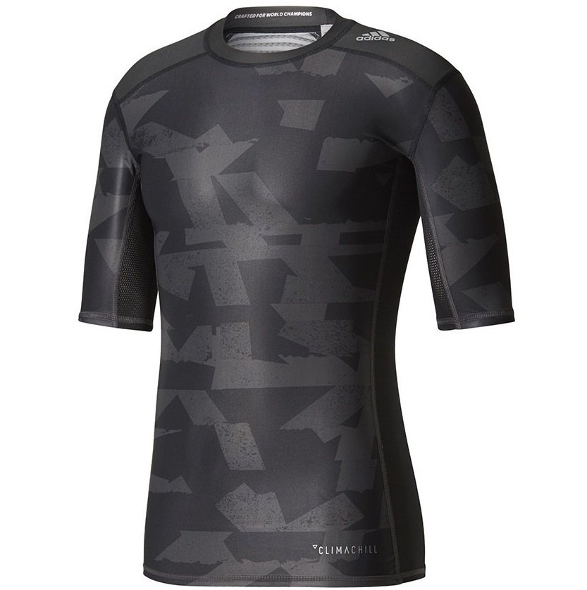 adidas techfit chill print tee m szaro-czarna adidas techfit chill print tee m szaro-czarna