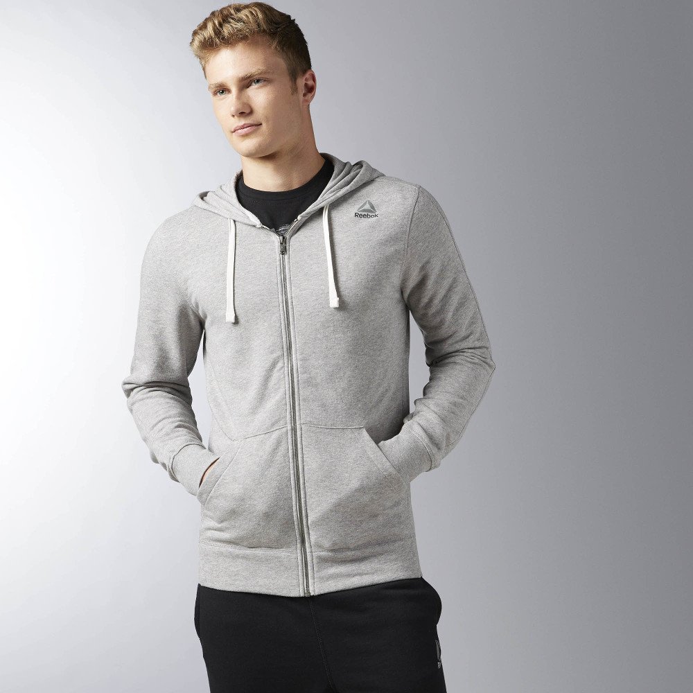 reebok elements seasonal ft full zip hoodie szara reebok elements seasonal ft full zip hoodie szara