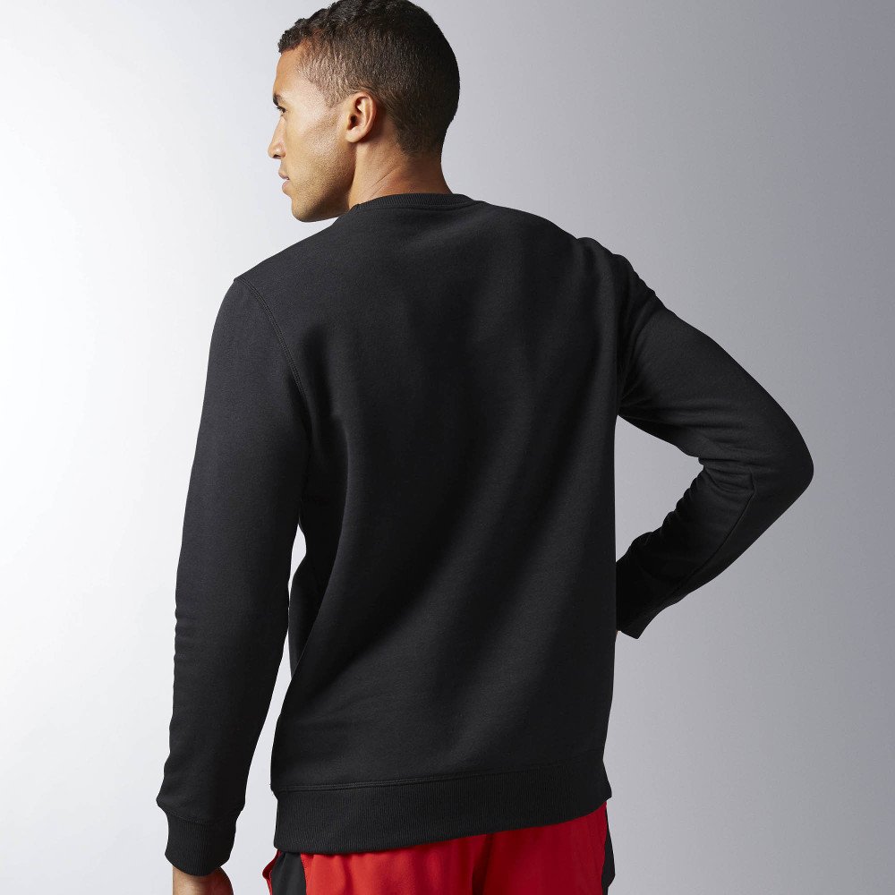 reebok elements fleece crew neck sweatshirt black reebok elements fleece crew neck sweatshirt black