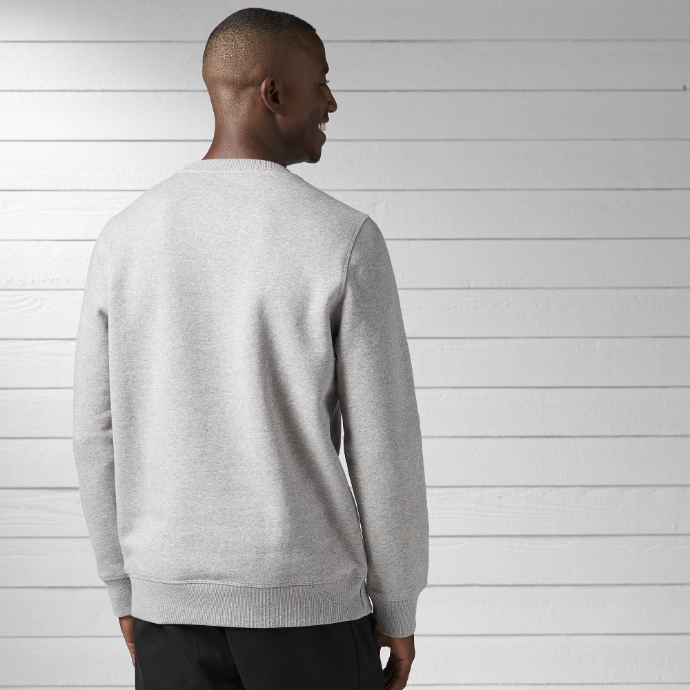 reebok element fleece crew neck grey reebok element fleece crew neck grey
