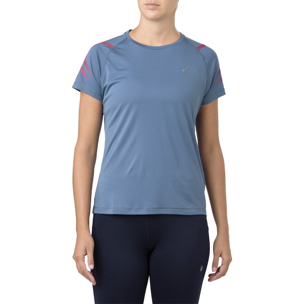 asics icon short sleeve top azure / pixel pink asics icon short sleeve top azure / pixel pink