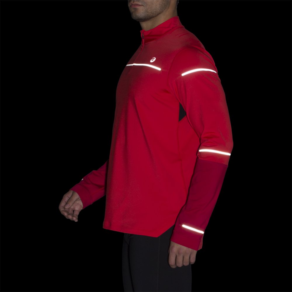 asics lite-show winter long sleeve 1/2 zip red alert / samba asics lite-show winter long sleeve 1/2 zip red alert / samba