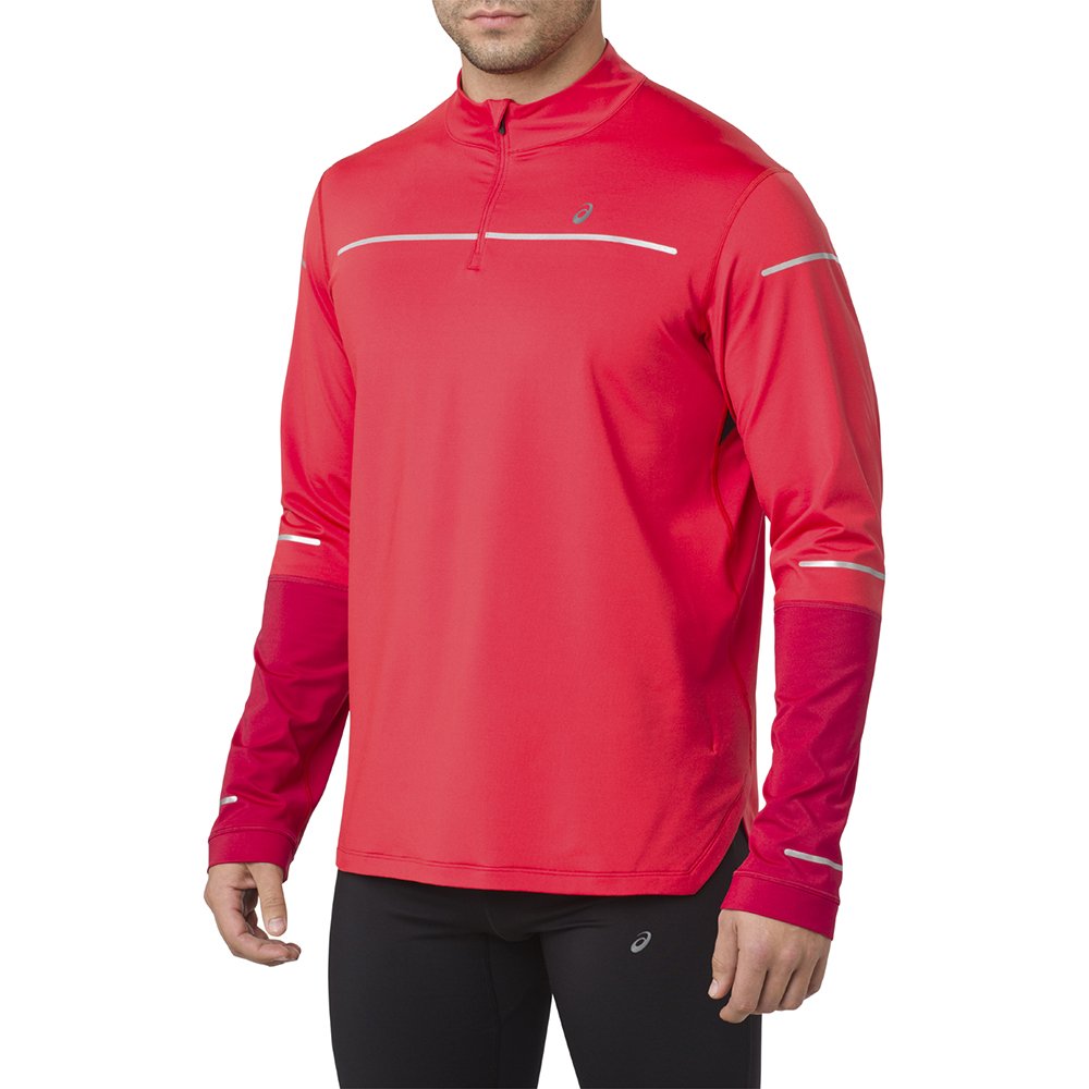 asics lite-show winter long sleeve 1/2 zip red alert / samba asics lite-show winter long sleeve 1/2 zip red alert / samba