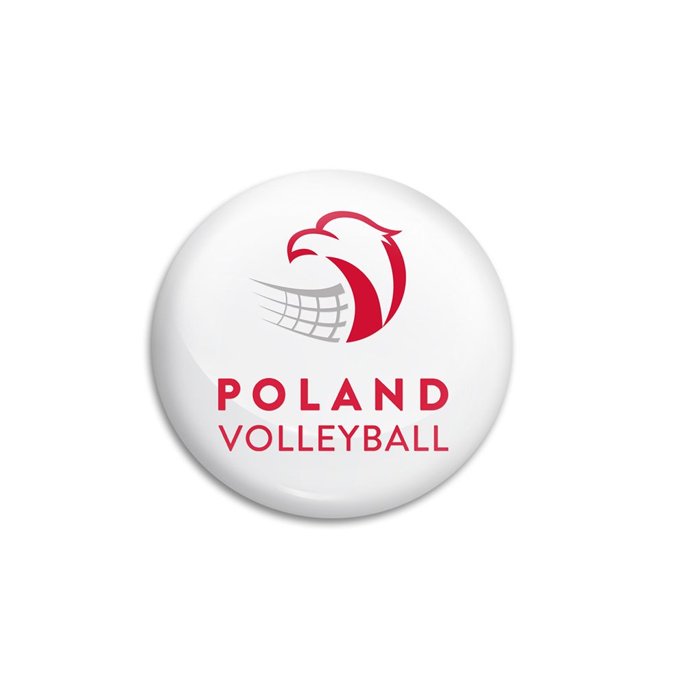 pin biały z logotypem "polska siatkówka" pin biały z logotypem "polska siatkówka"