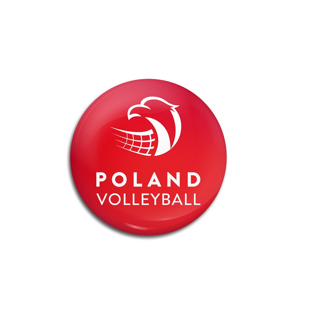 pin czerwony z logotypem "polska siatkówka" pin czerwony z logotypem "polska siatkówka"