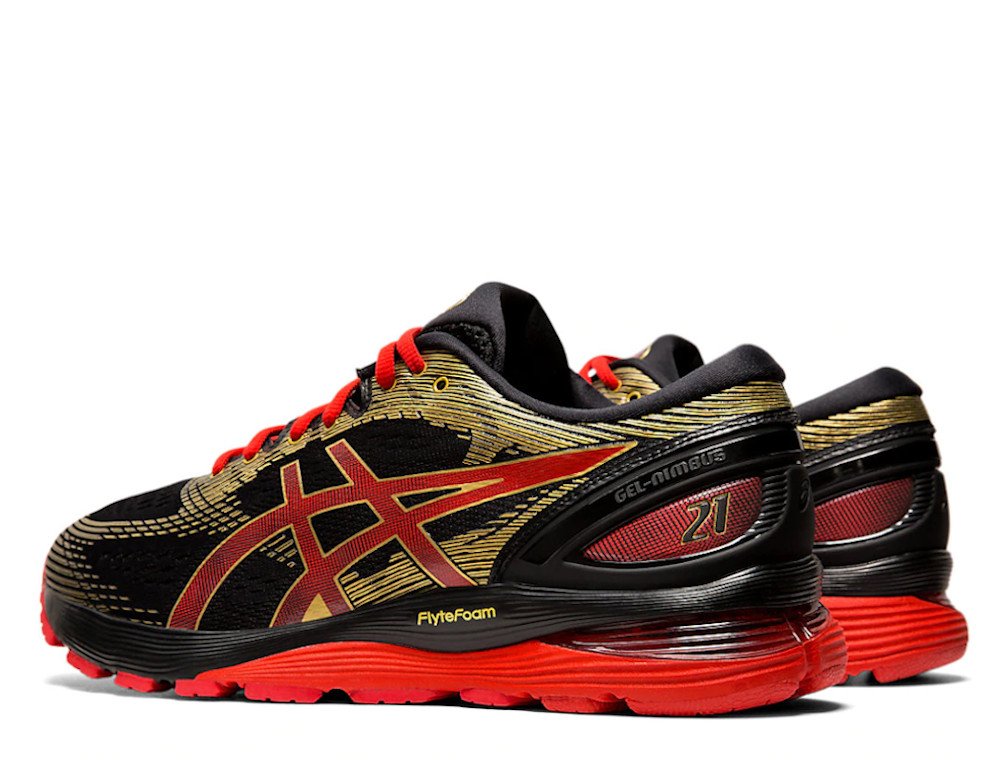 asics gel-nimbus 21 black / classic red asics gel-nimbus 21 black / classic red