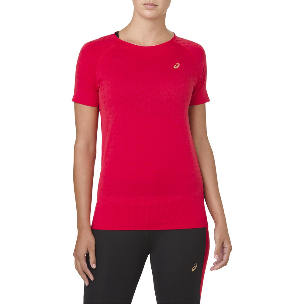 asics seamless short sleeve texture classic red asics seamless short sleeve texture classic red