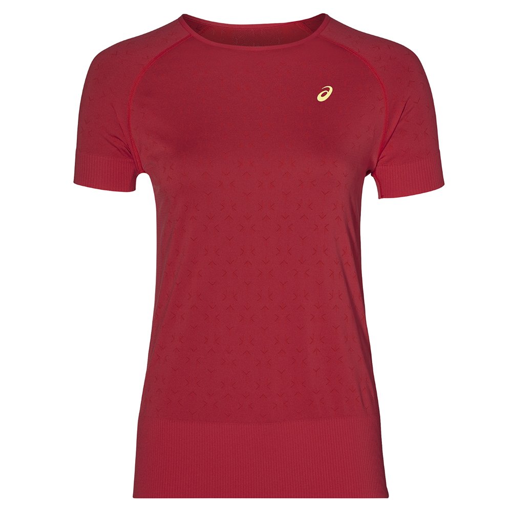 asics seamless short sleeve texture classic red asics seamless short sleeve texture classic red