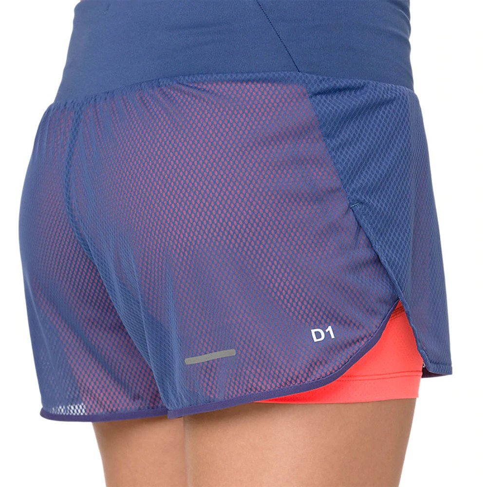 asics cool 2-in-1 short w koralowo-granatowe asics cool 2-in-1 short w koralowo-granatowe