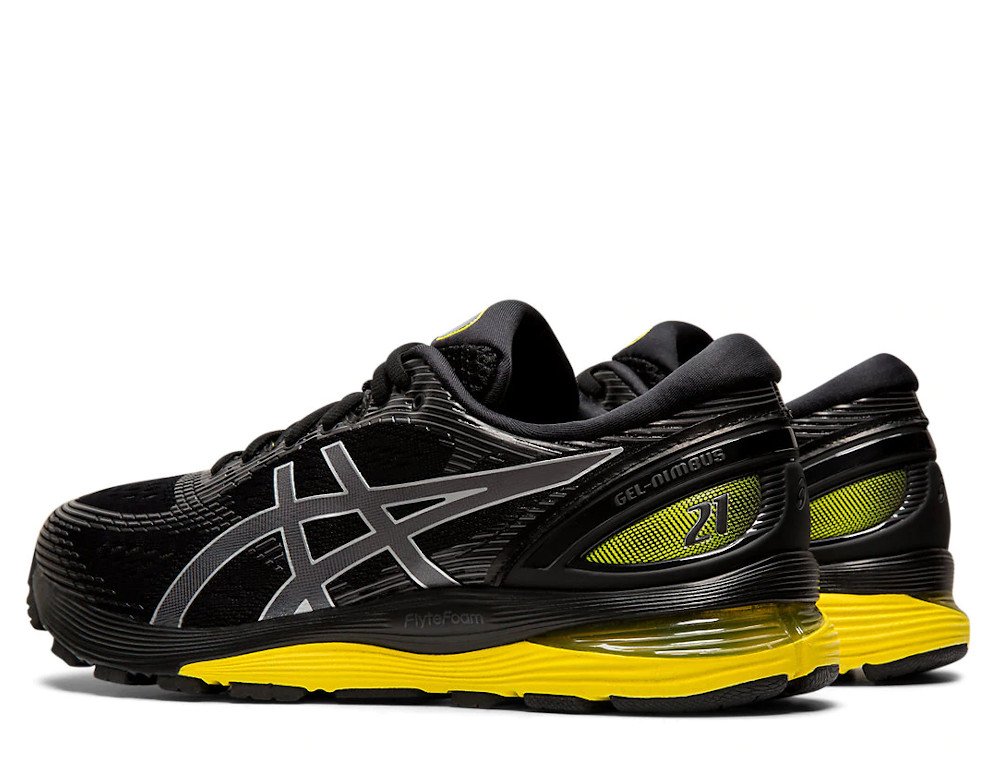 asics gel-nimbus 21 black / lemon spark asics gel-nimbus 21 black / lemon spark