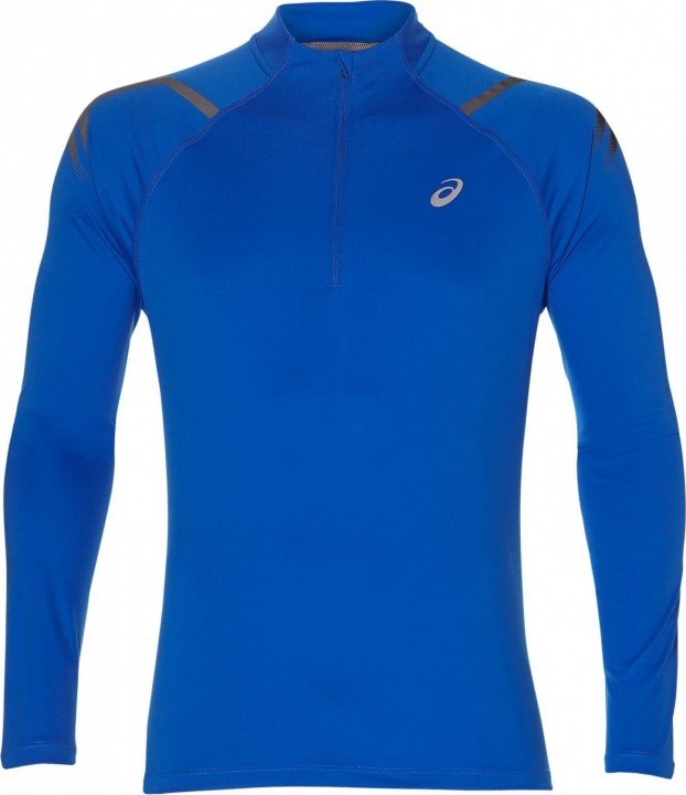 asics icon ls 1/2 zip top blue grey asics icon ls 1/2 zip top blue grey