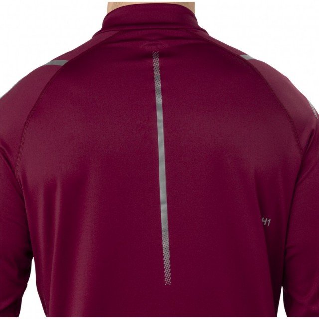 asics icon winter long sleeve 1/2 zip top cordovan asics icon winter long sleeve 1/2 zip top cordovan
