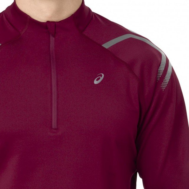 asics icon winter long sleeve 1/2 zip top cordovan asics icon winter long sleeve 1/2 zip top cordovan