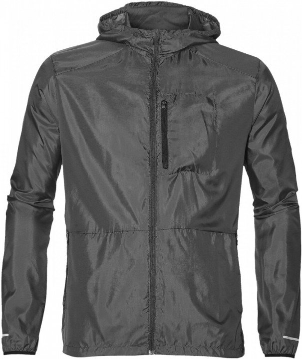 asics packable jacket grey / black asics packable jacket grey / black