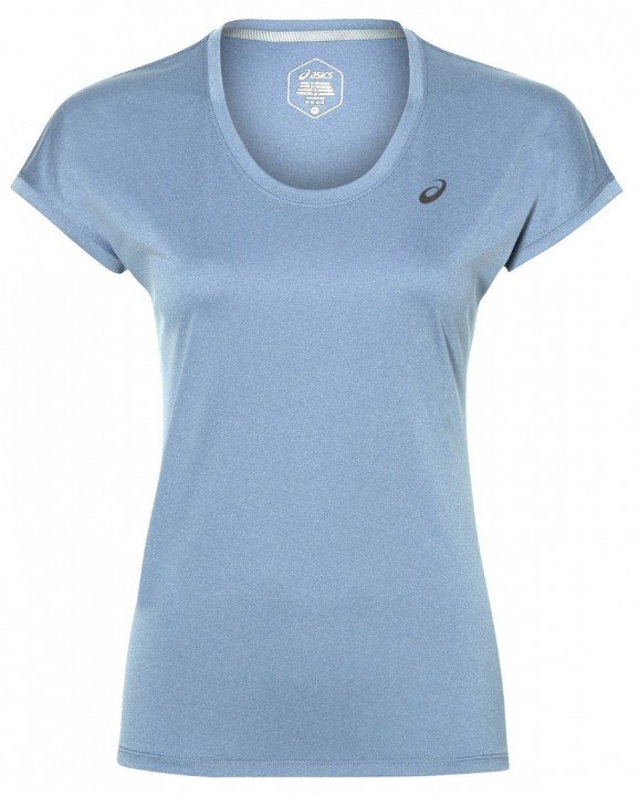 asics capsleeve top deep aqua heather asics capsleeve top deep aqua heather
