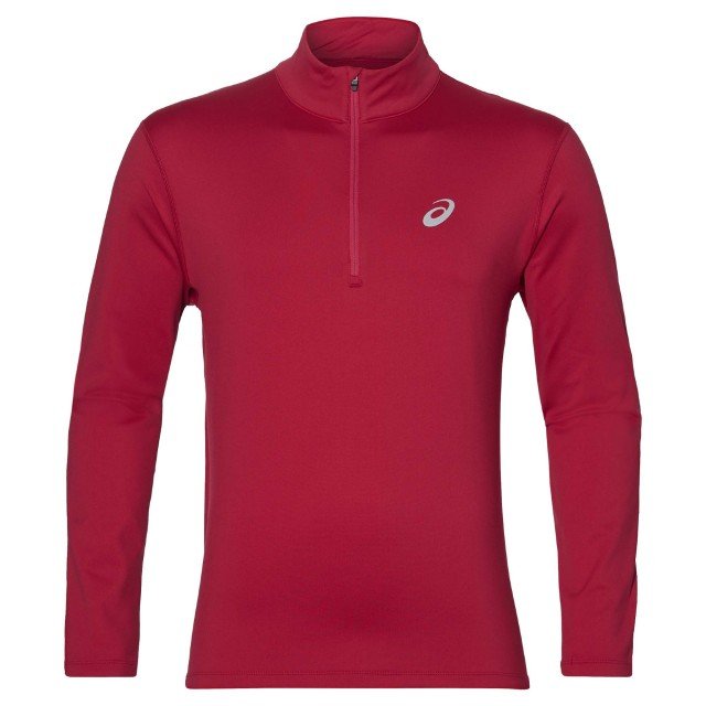asics silver long sleeve 1/2 zip samba red asics silver long sleeve 1/2 zip samba red