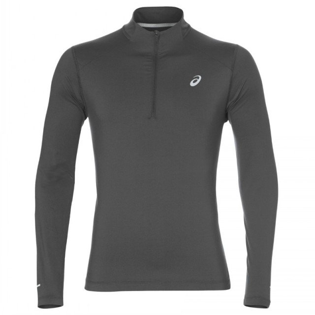 asics long sleeve 1/2 zip jersey dark grey asics long sleeve 1/2 zip jersey dark grey