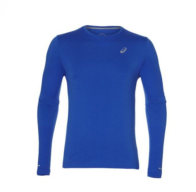 asics seamless long sleeve race blue heather asics seamless long sleeve race blue heather