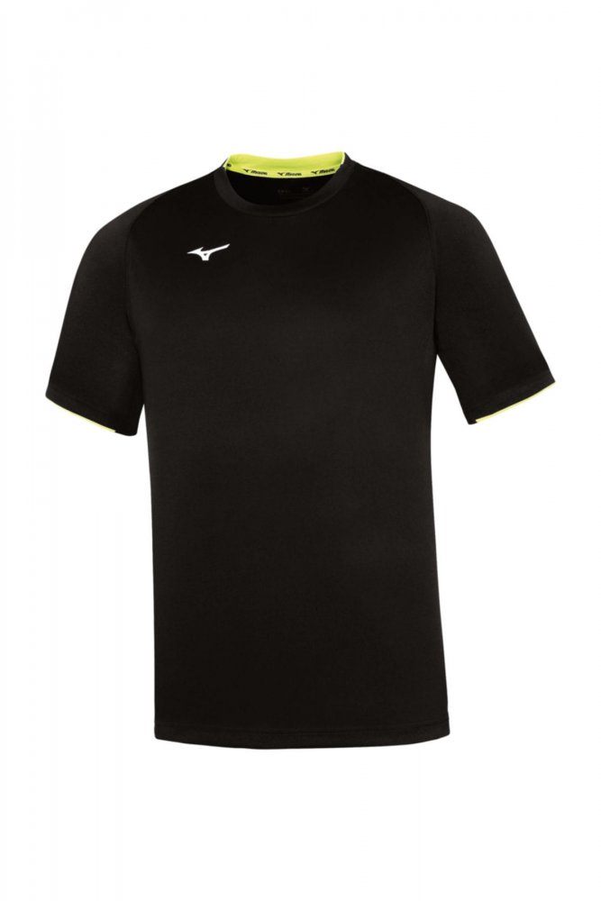 mizuno core short sleeve tee black / yellow fluo mizuno core short sleeve tee black / yellow fluo