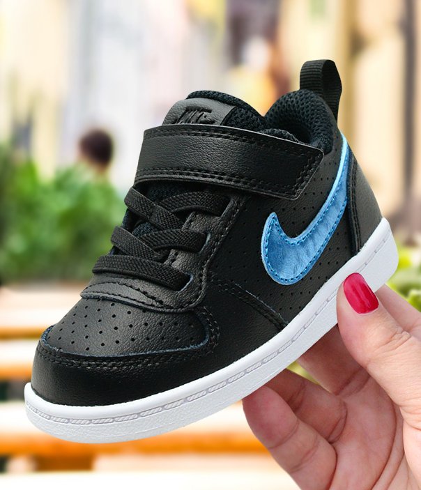 nike court borough low ep (tdv) czarno-niebieskie nike court borough low ep (tdv) czarno-niebieskie