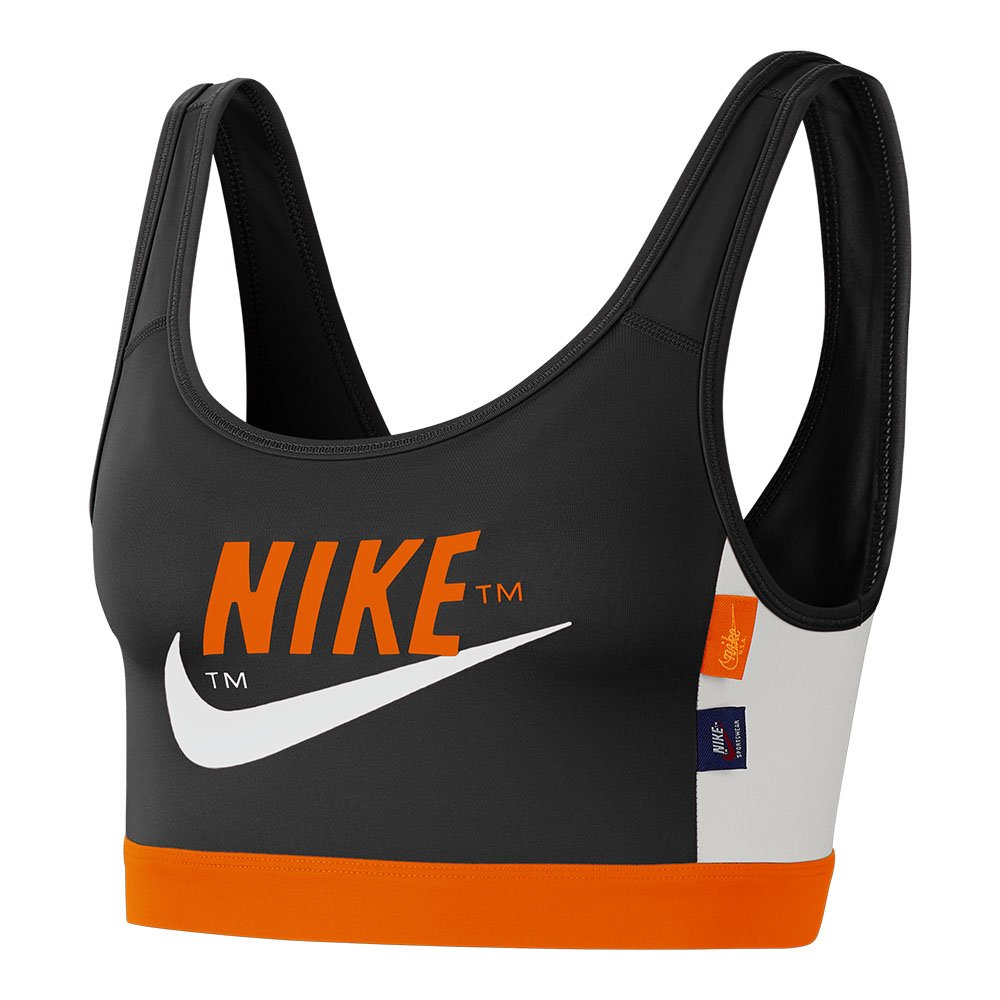 nike swoosh icon clash medium-support sports bra czarno-pomarańczowy nike swoosh icon clash medium-support sports bra czarno-pomarańczowy