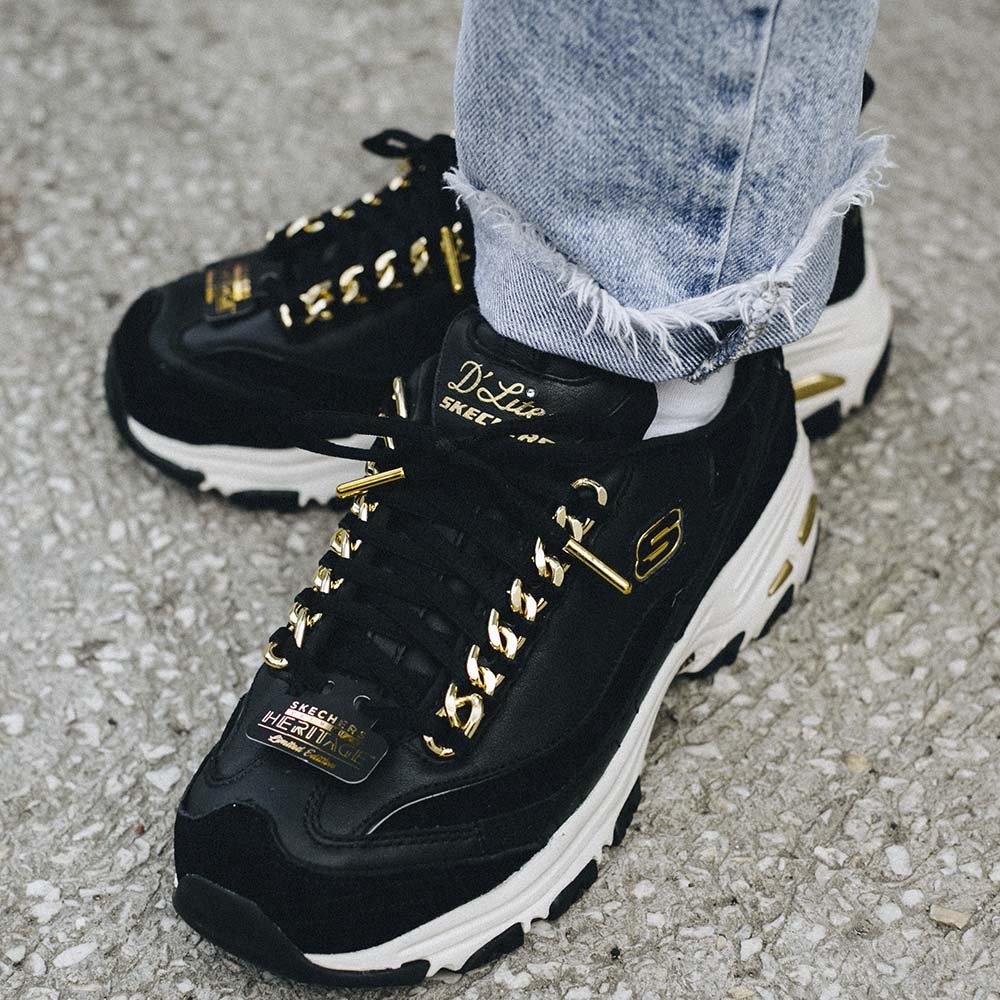 skechers d'lites premium heritage golden idea damskie czarne (149107-bkgd) skechers d'lites premium heritage golden idea damskie czarne (149107-bkgd)