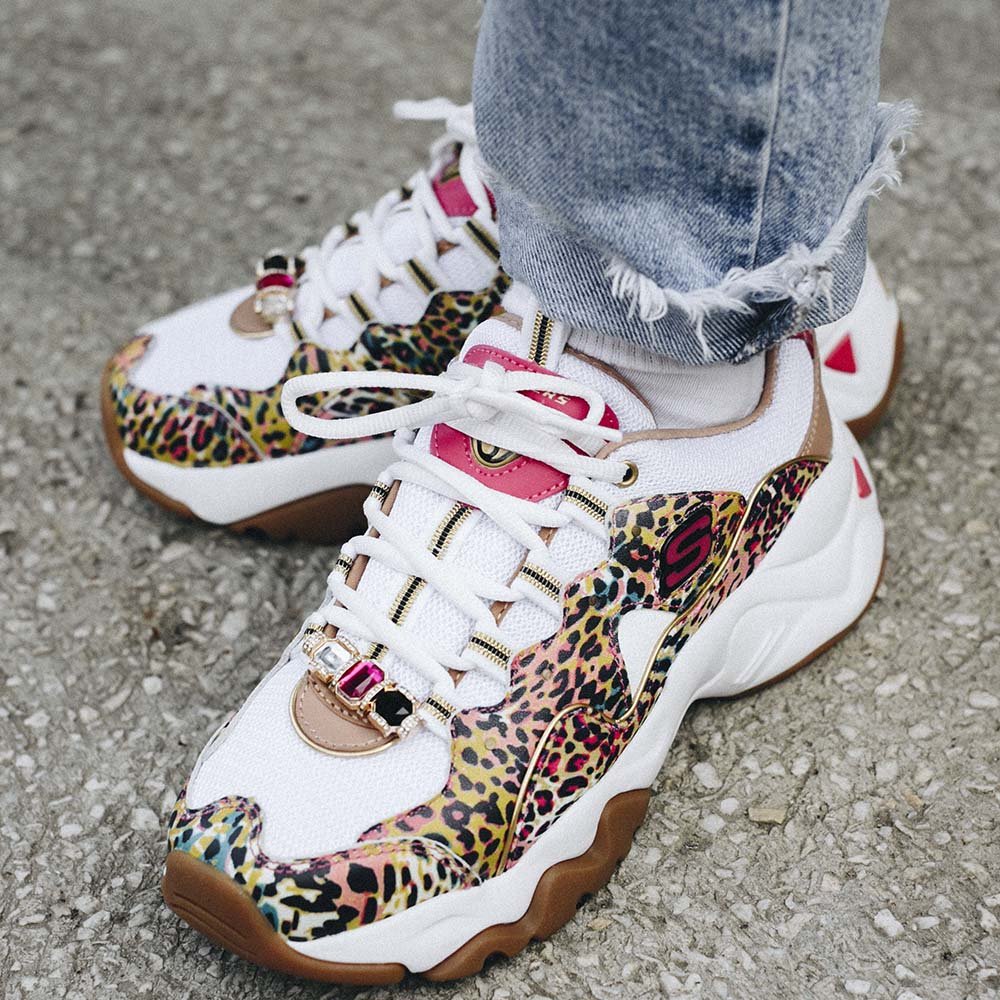 skechers d'lites 3 premium heritage cheetah queen damskie białe(149109-wmlt) skechers d'lites 3 premium heritage cheetah queen damskie białe(149109-wmlt)