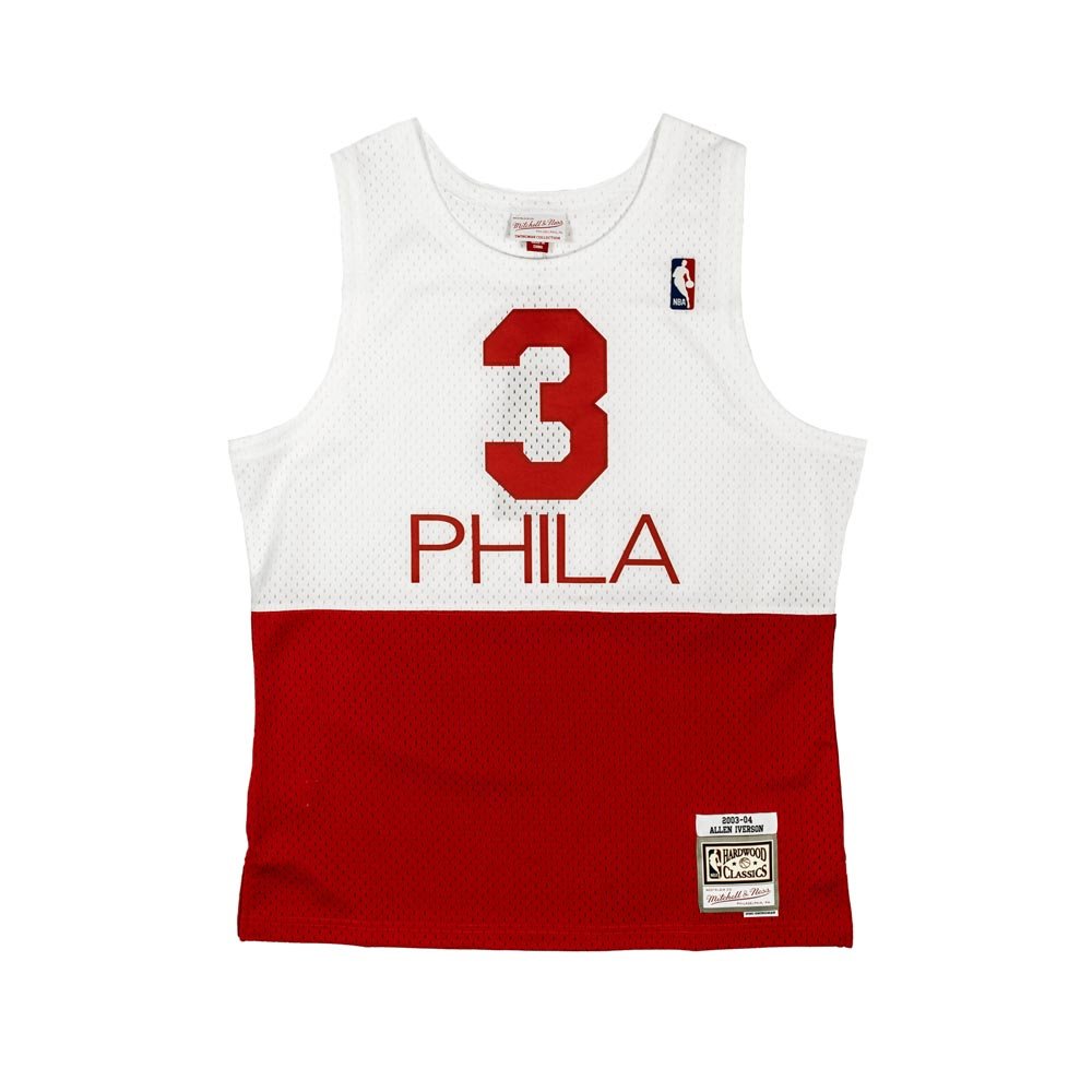 MITCHELL&NESS NBA SWINGMAN JERSEYS -PHILADELPHIA 76ERS ALLEN IVERSON #3  WHITE/RED