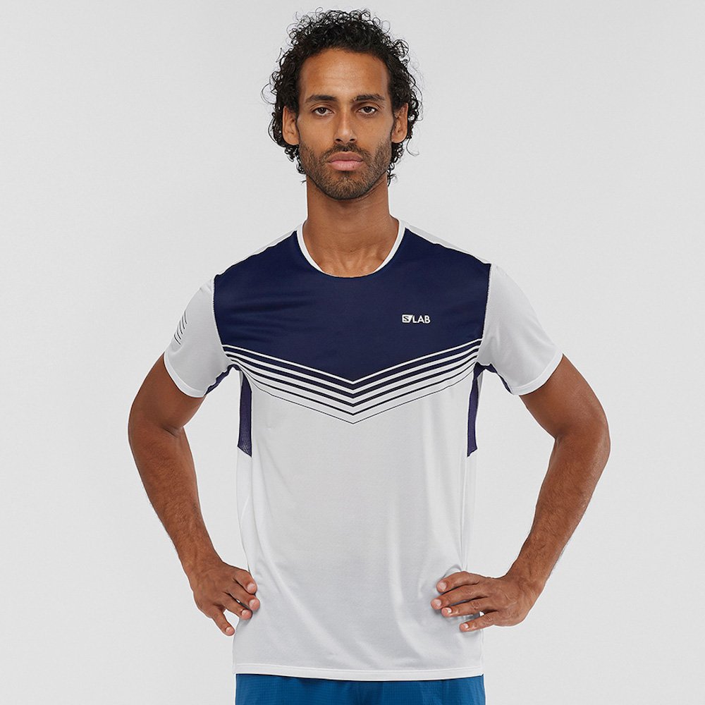 salomon s/lab sense tee m biało-granatowa salomon s/lab sense tee m biało-granatowa