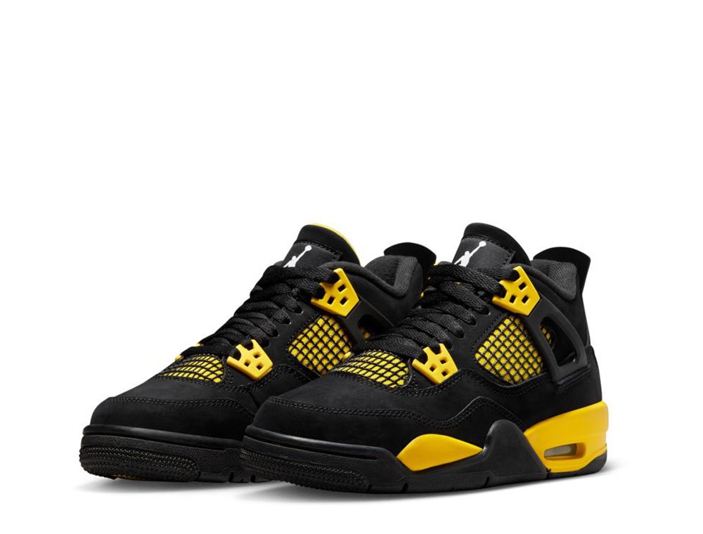 Nike Air Jordan 4 ブラック/イエロー Nike GS Air Jordan 4 Thunder Yellow Black 408452-017 Size