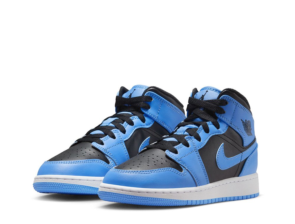 スニーカー JORDAN BRAND AIR JORDAN 1 MID (GS) / Buty Air Jordan 1 Mid (GS) Black/White/Metallic Gold [DQ8423