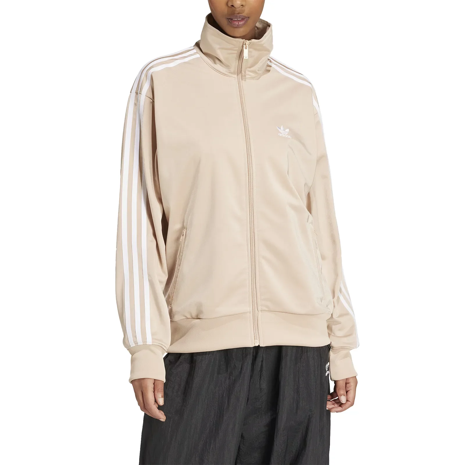 adidas funnel neck track top ベージュ　S adidas Adicolor Funnel Neck Track Top - Beige | Free