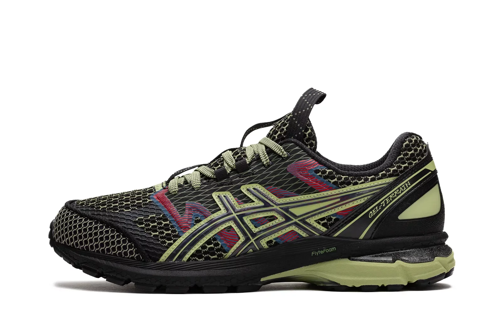 靴 ASICS / US4-S GEL-TERRAIN BLACK/NEONLIME Obuwie Asics US4-S Gel-Terrain 'Black Neon Lime' (1203A394