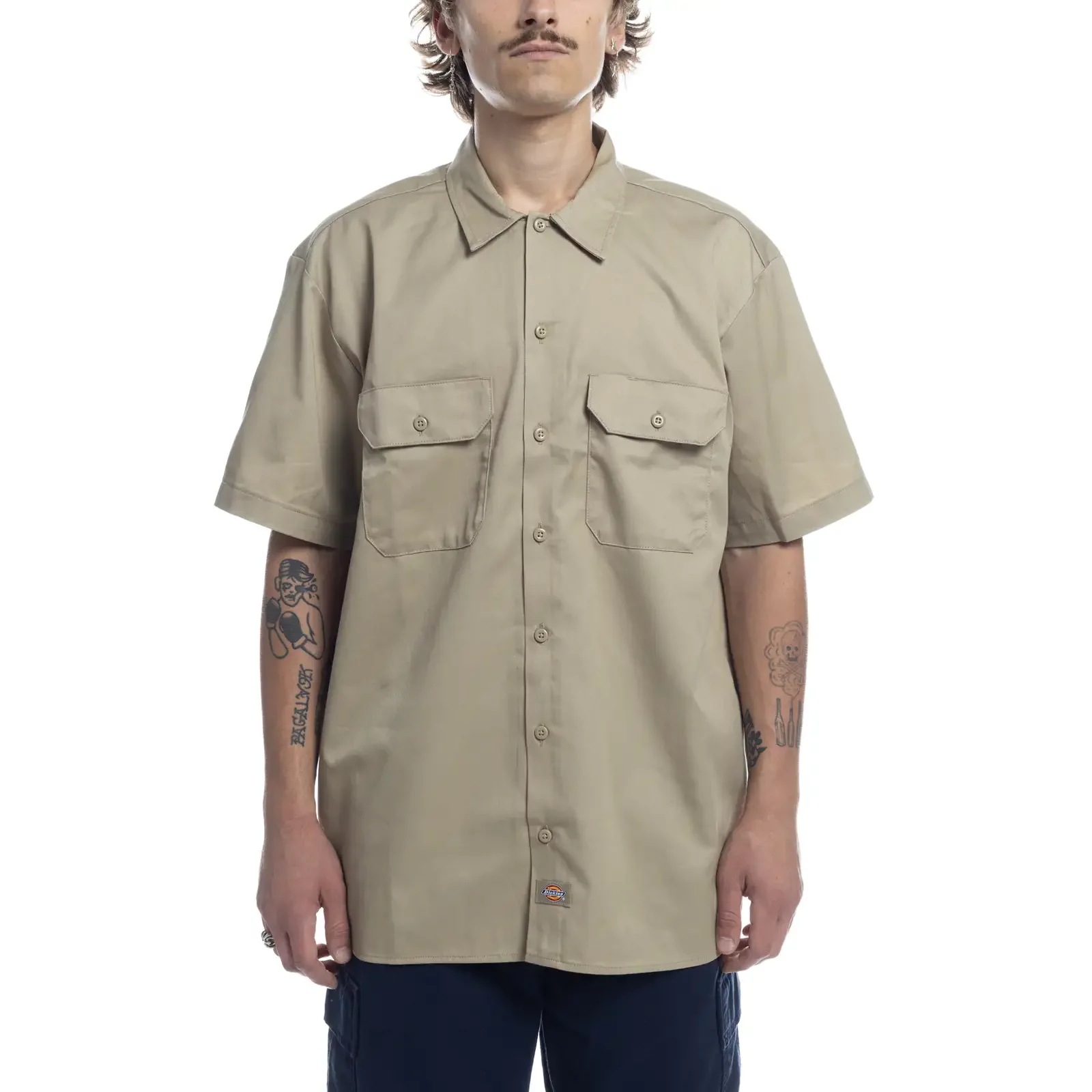 シャツ DICKIES Men Shirt Kaki DK0A4XK7 KHK1 Shirts Dickies Work Shirt SS Rec 'Khaki' (DK0A4XK7KHK1) | WSS