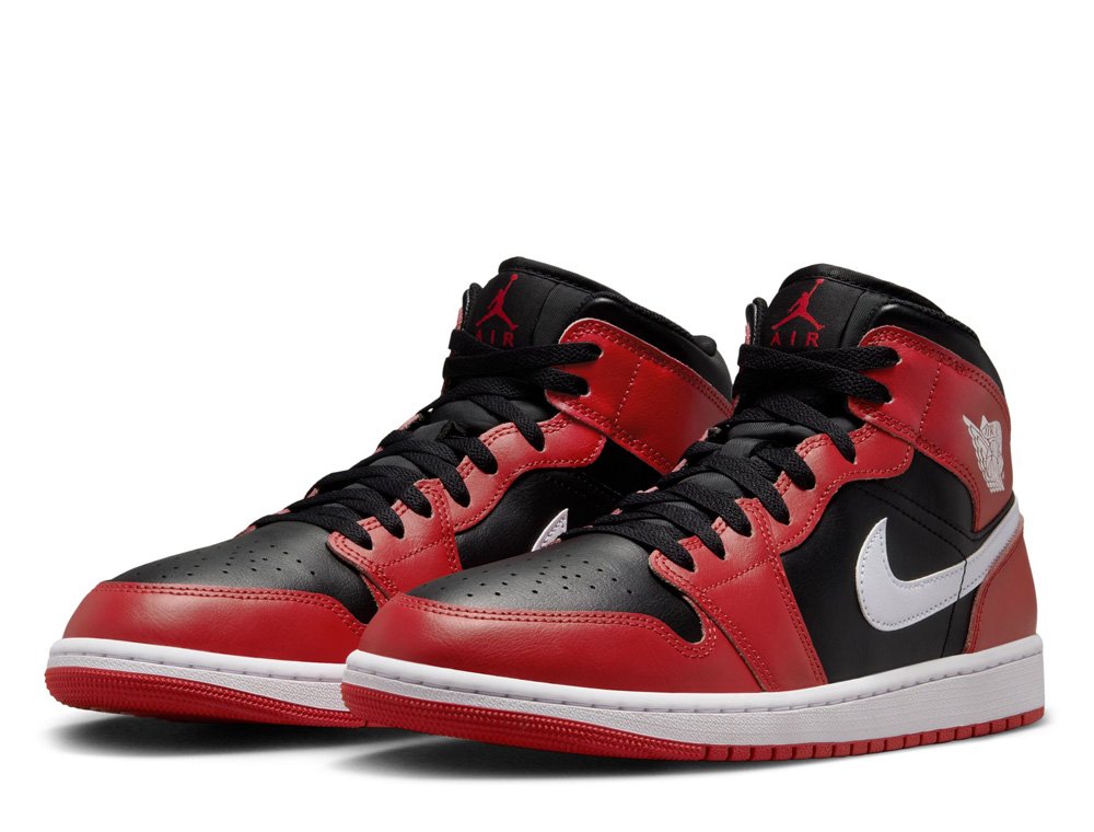 Air Jordan 1 Mid Black/Gym Red/White shoes [DQ8426-061