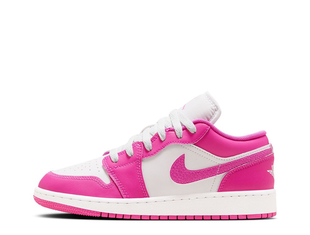 Air Jordan 1 Low (GS) Fire Pink/White/Iris Whisper shoes