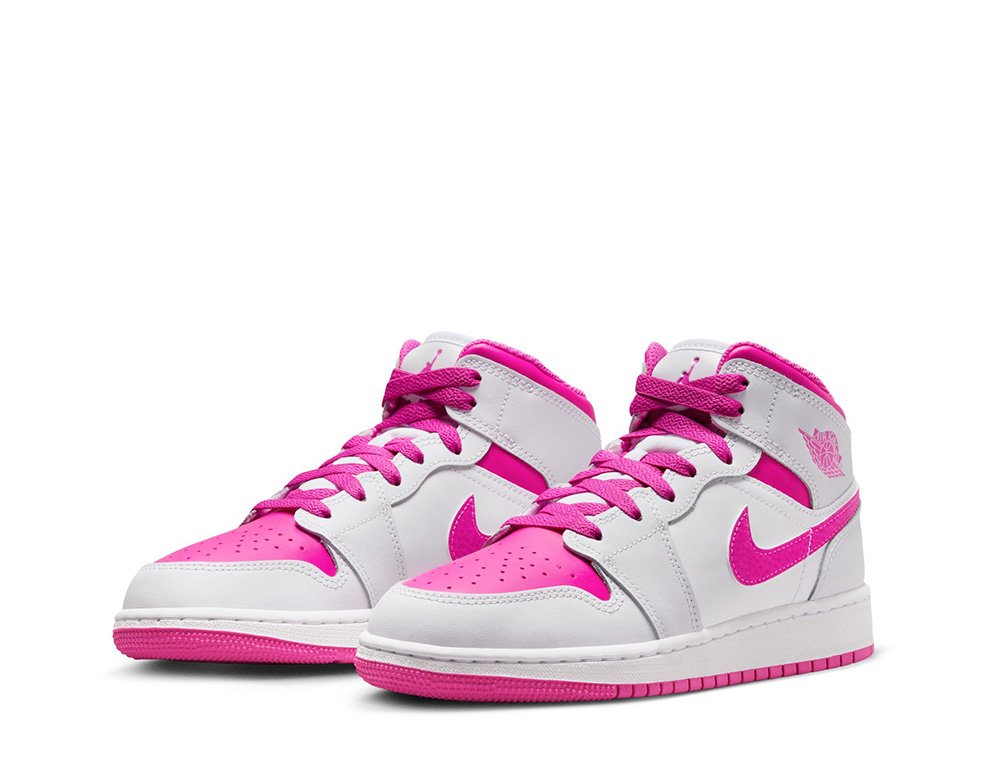 Air Jordan 1 Mid (GS) Iris Whisper/White/Fire Pink shoes