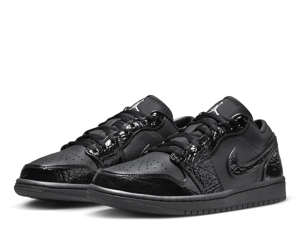 ☆Nike☆ Air Jordan 1 Low SE M Black Black llic Silver H Nike Air Jordan 1 Low 'Black Metallic Silver' | Women Sizes