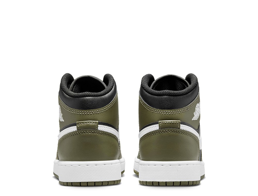 Buty Air Jordan 1 Mid (GS) Black/White-Medium Olive [DQ8423