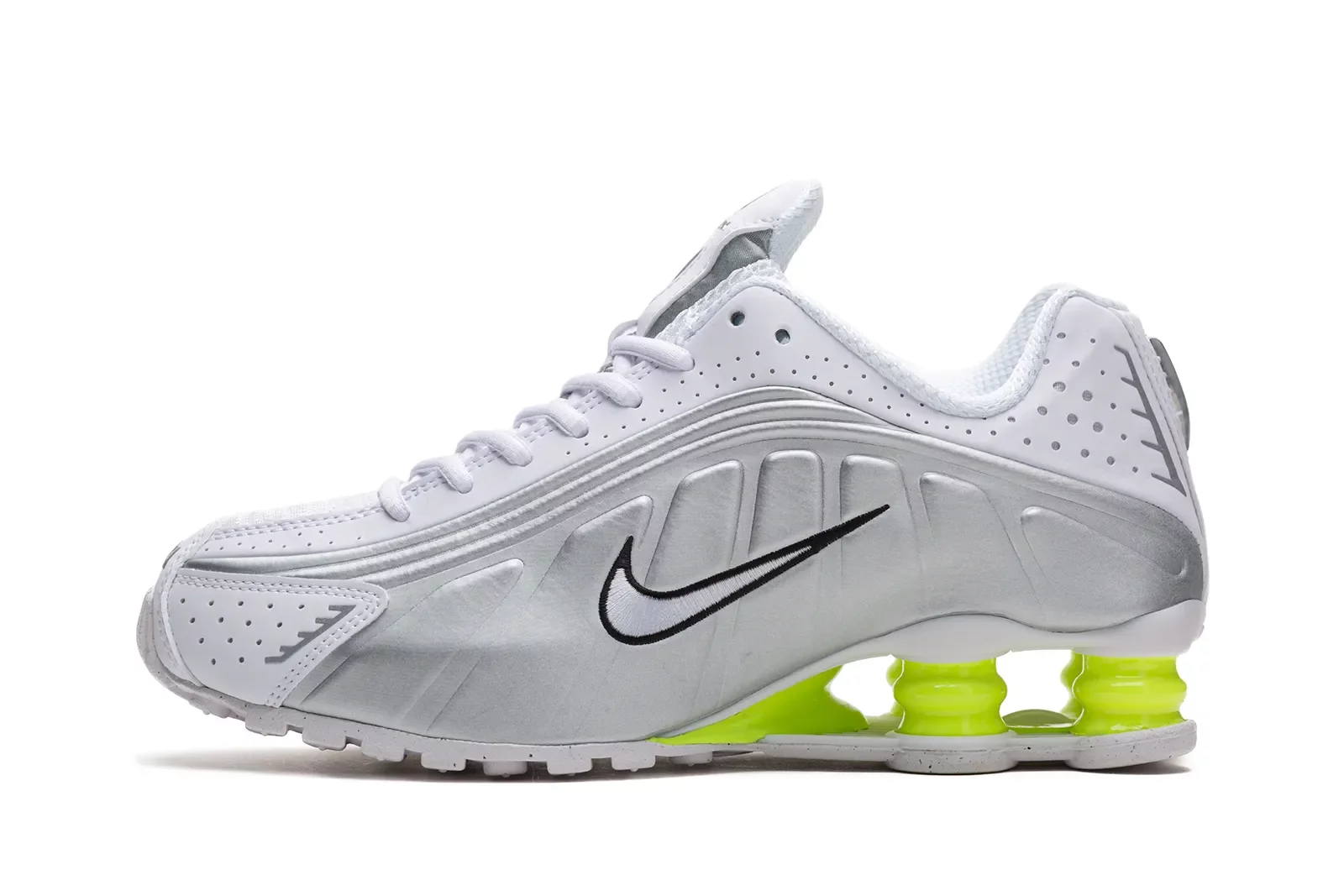 【Nike】 (W) Nike Shox R4 White llic Silver ★22-29★ Nike Shox R4 White Metallic Silver 2024 AR3565-101 Womens