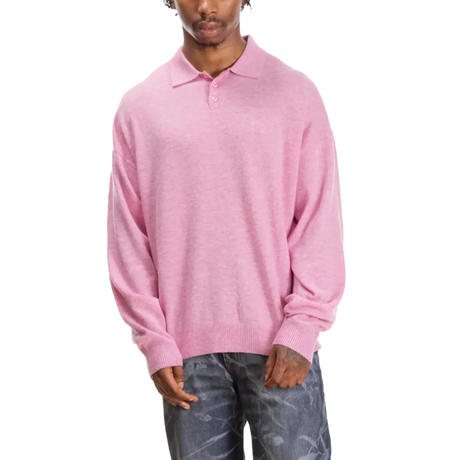 T-shirts Patta Knitted Wool Longsleeve Polo Shirt 'Very Berry