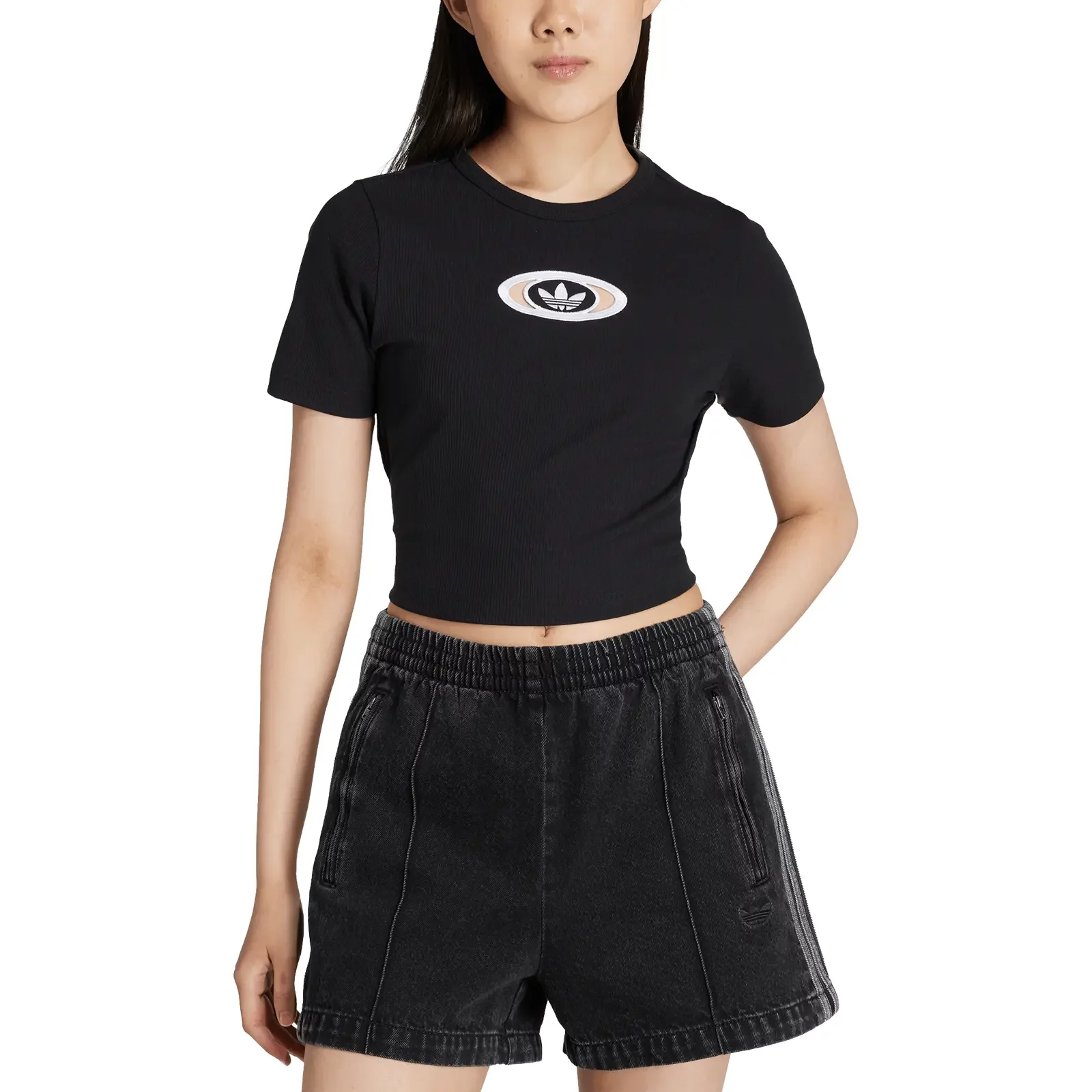★adidas★ Cut Out Lip Tee Black KC8804 adidas Cut Out Rib Tee W 'Black' (KC8804) | WSS