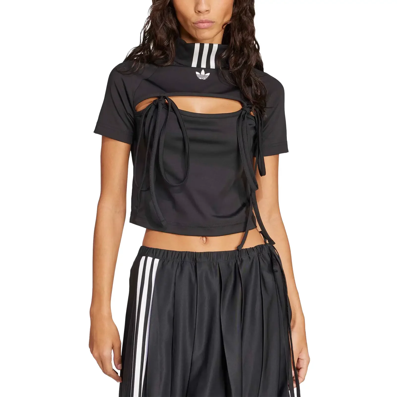Crop Top Cut Out Tee Dress Adidas T-shirts Adidas Ribbon Cut Out