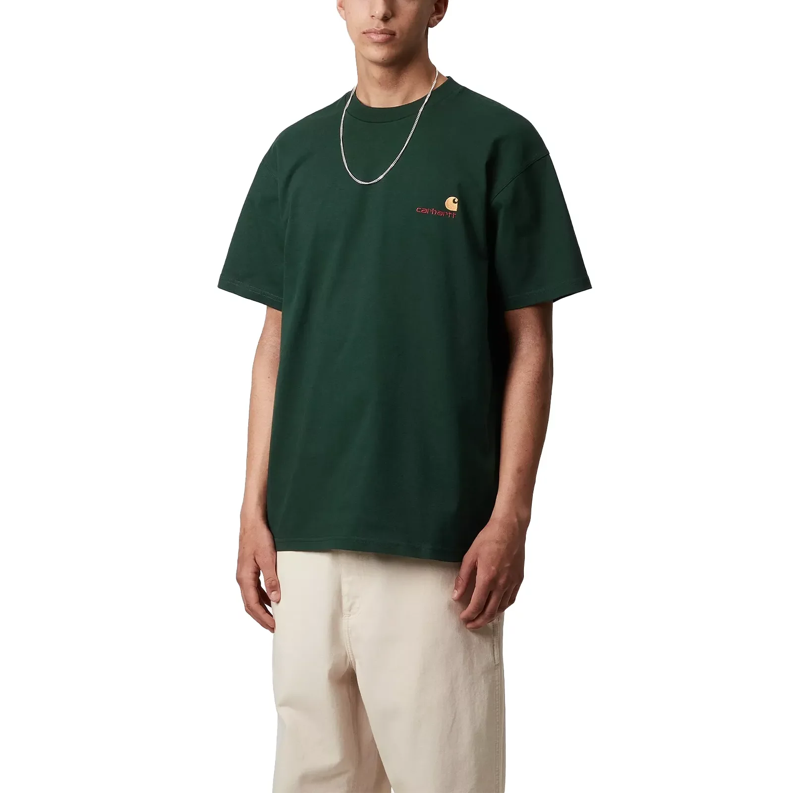 Tシャツ・カットソー CARHARTT WIP Men T-shirt Green I029956 CIXX T-shirts Carhartt WIP American Script T-Shirt 'Conifer