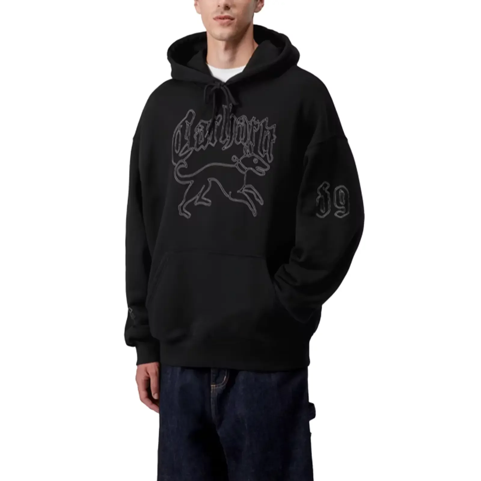 Carhartt ブラックパーカー XS carhartt(カーハート) Hooded Sweatshirt オーバーサイズ プル