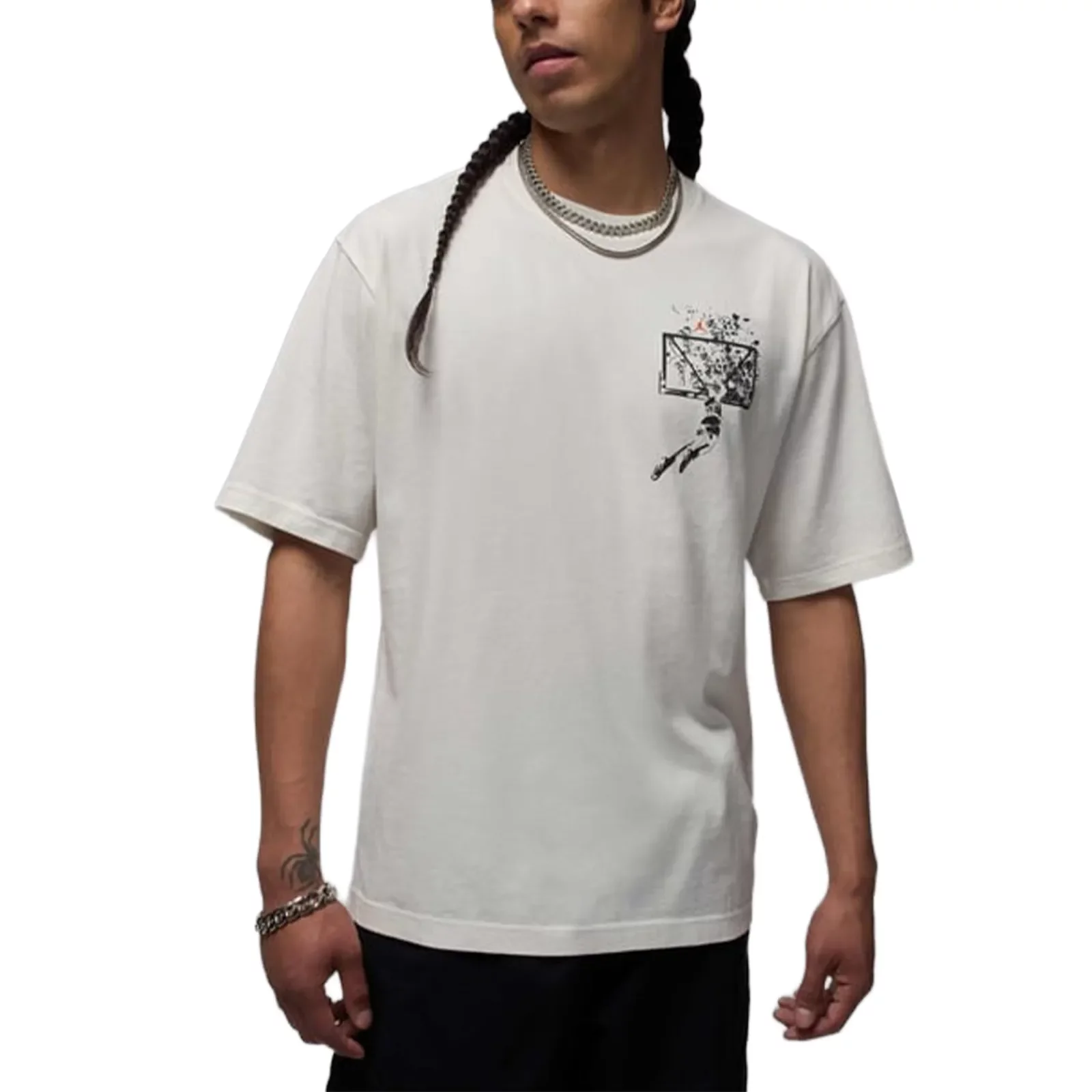 ★ Nike★ Jordan Brooklyn T-Shirt M Black Sail HQ8925010 HQ Jordan Brooklyn Men's T-Shirt Black HQ8925-010