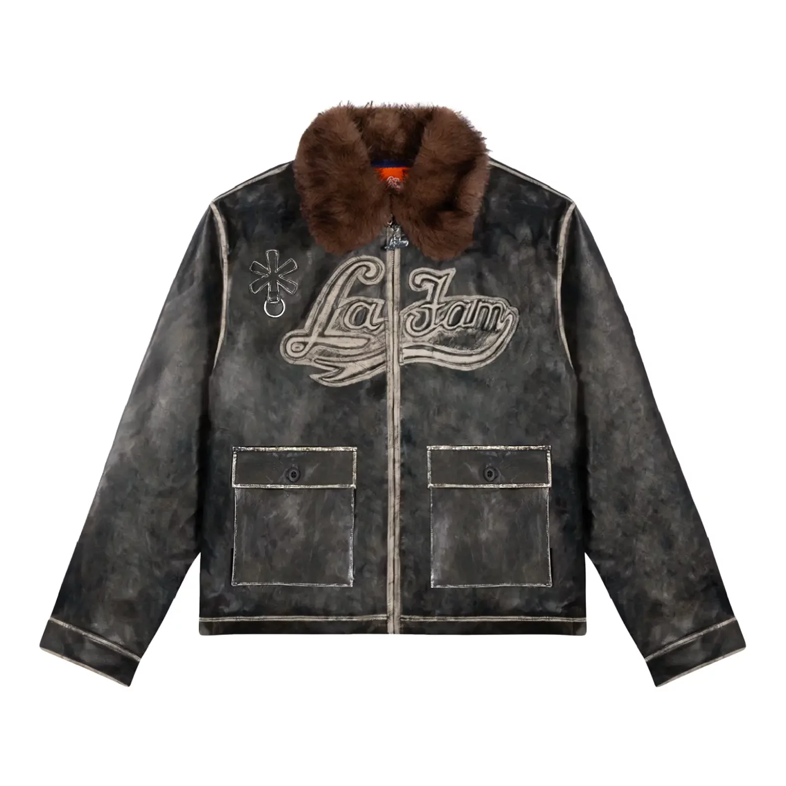 Jackets La Fam Amsterdam Distressed Fur Jacket 'Black