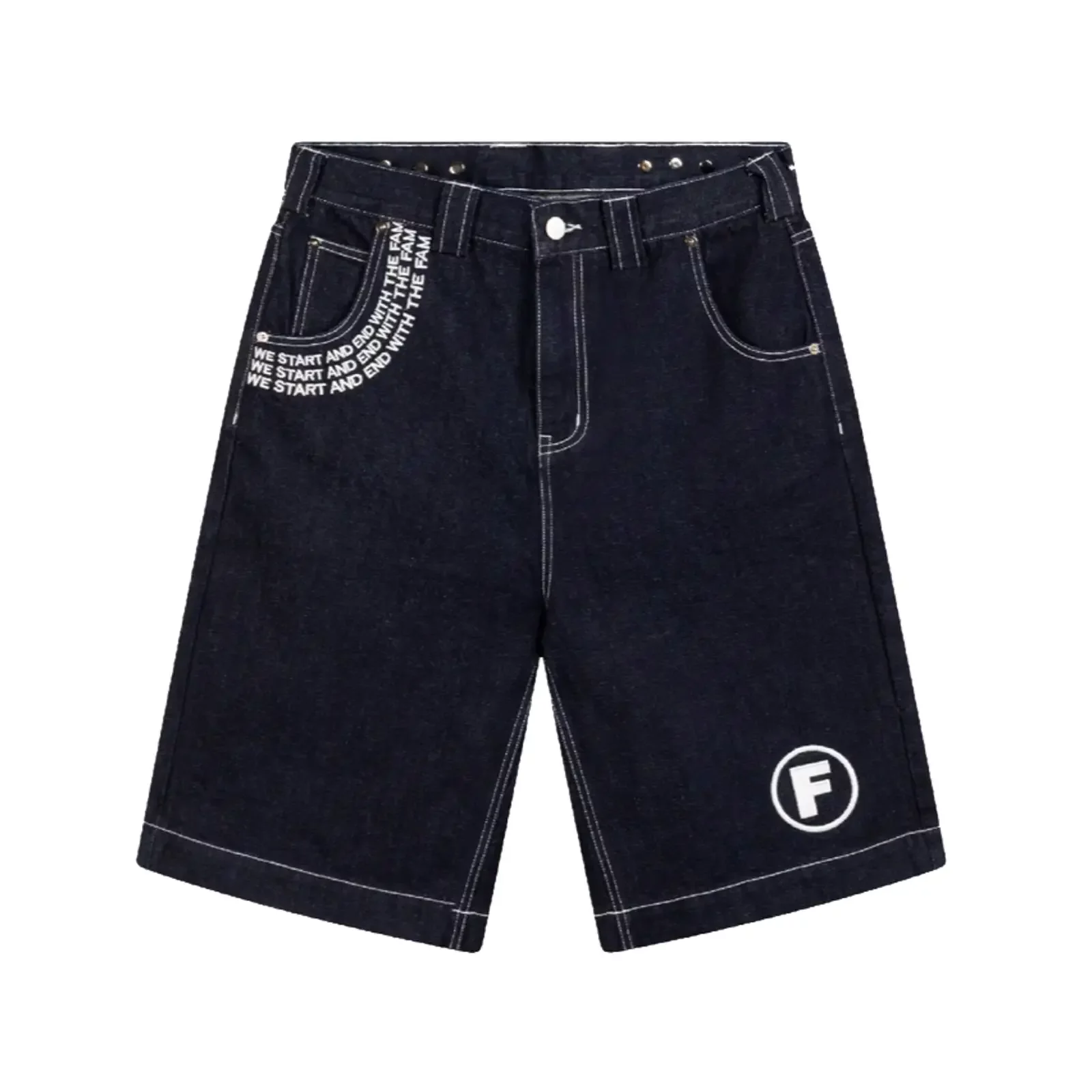 La Fam Amsterdam F Circle Denim Shorts 'Black' (F-SHORTS